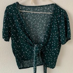 green floral brandy wrap top